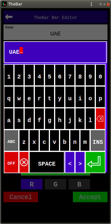 Bar Name Keyboard