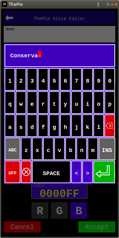 Slice Name Keyboard