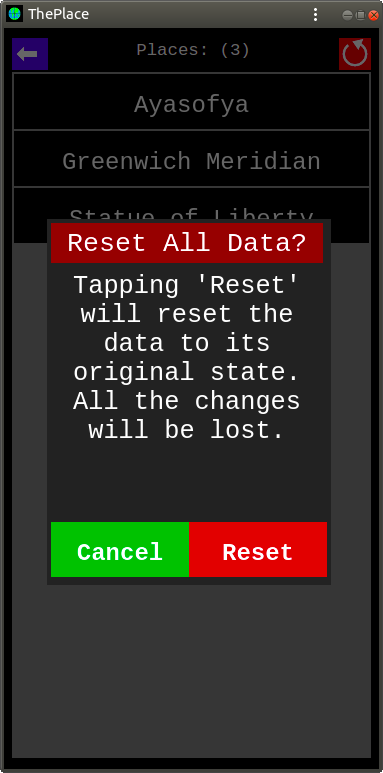 Reset Dialog